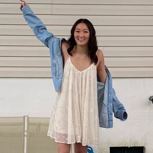 Zara cream spaghetti strap dress